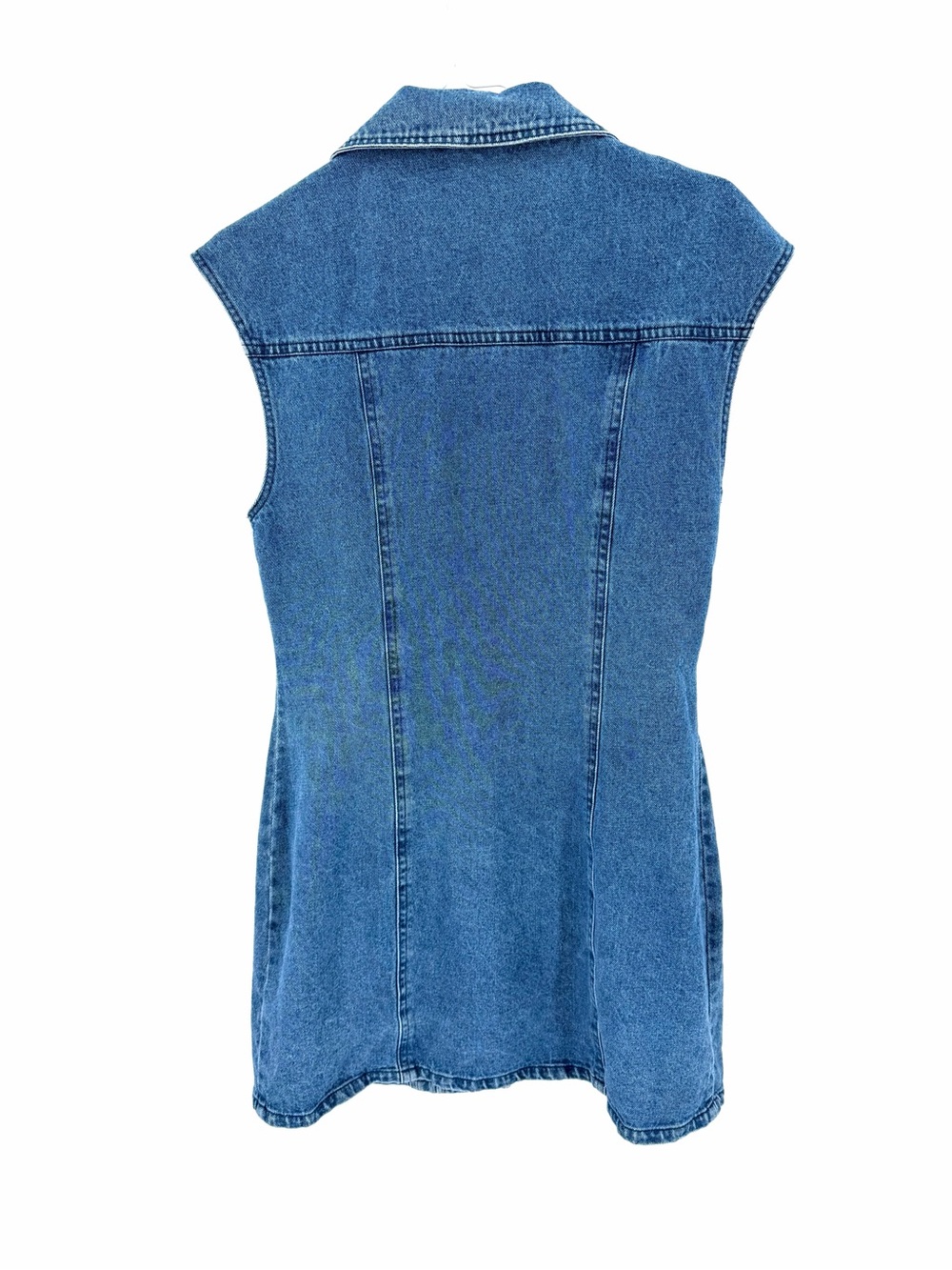 Anthropologie Le Lis Western 90’s Button Front Sleeveless Blue Denim Mini Dress - Picture 8 of 10